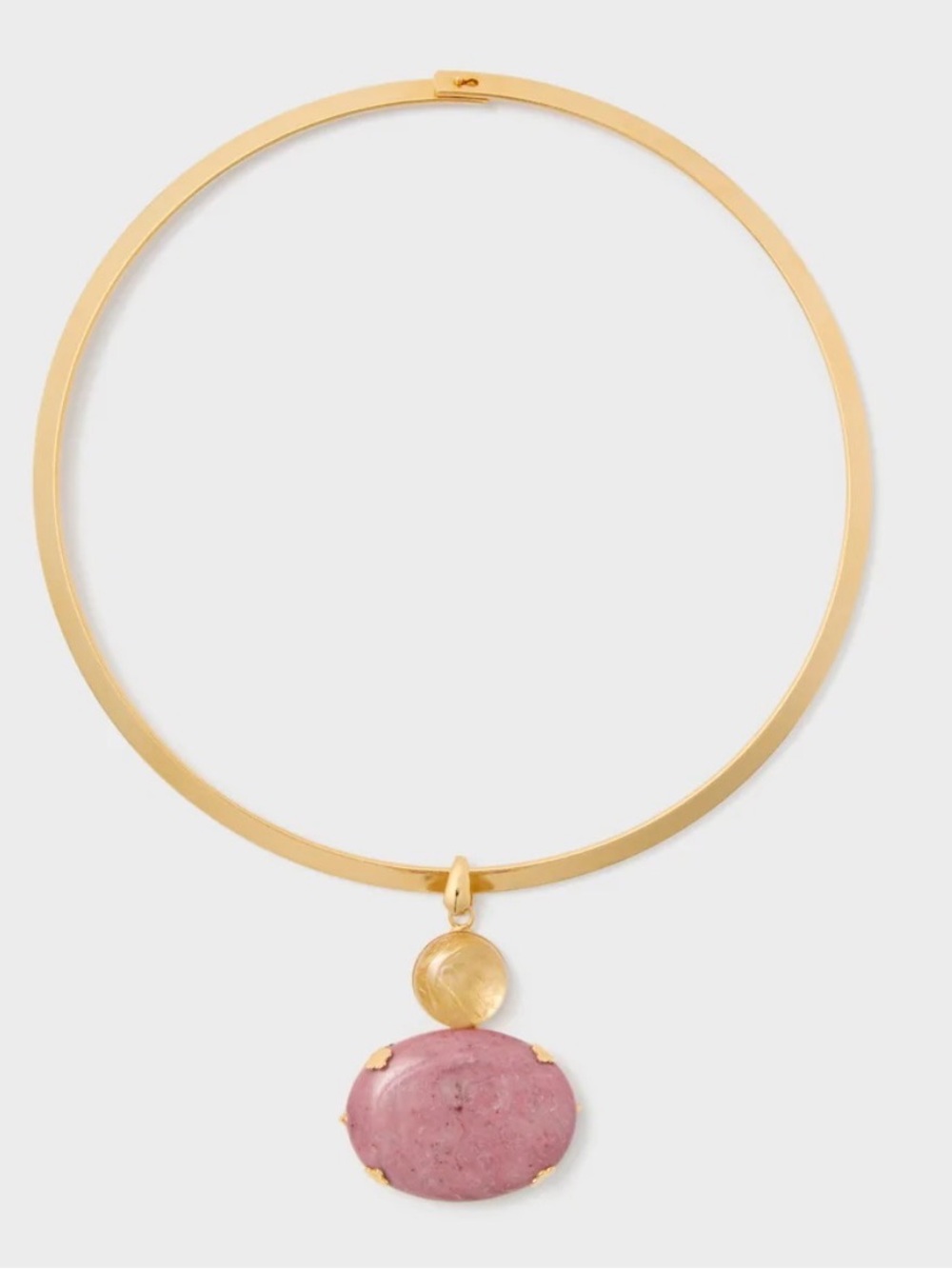 Jennifer Behr Rhodonite Zaria Necklace Gold Pink Gemstone 18-Karat Plated